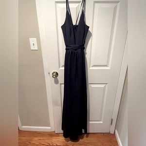 David bridal bridesmaid dress navy blue size 10 HAS BEEN ALTERED